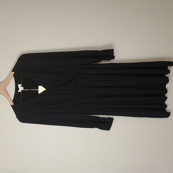 The Korner Dresses & Skirts - The Korner Black Micro Dot Surplice Dress NWT